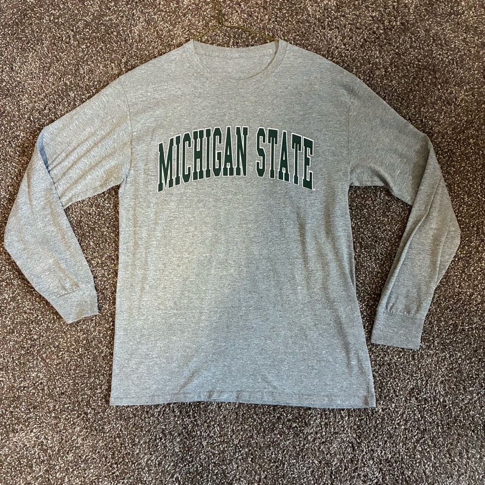 Michigan State Spartans Gray Long Sleeve Tee | MSU Graphic Shirt | Unisex Medium